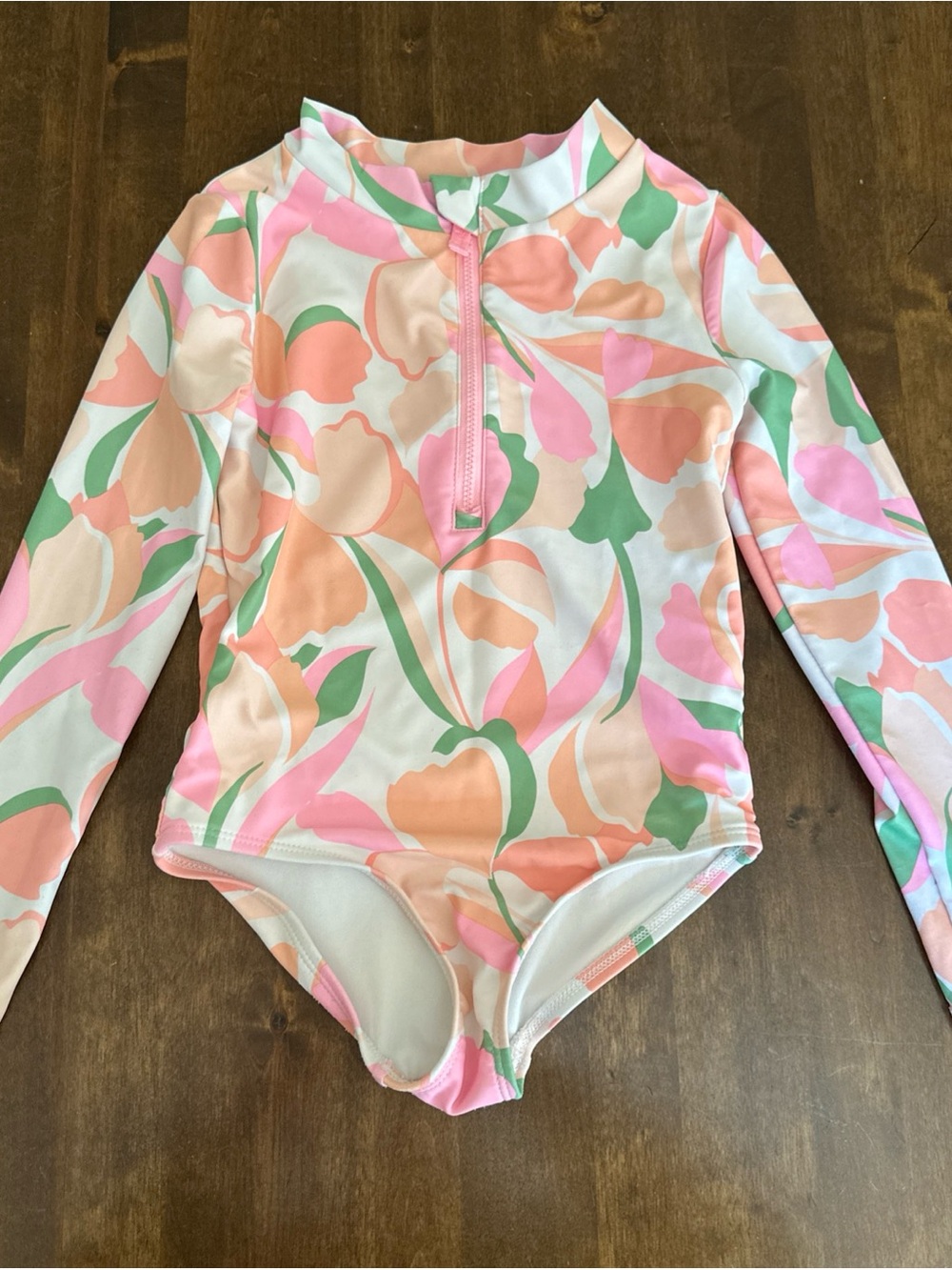 Girls 6/6X Swimsuit Swimming One Piece Long Sleeve Sun Protection Beach Vacation